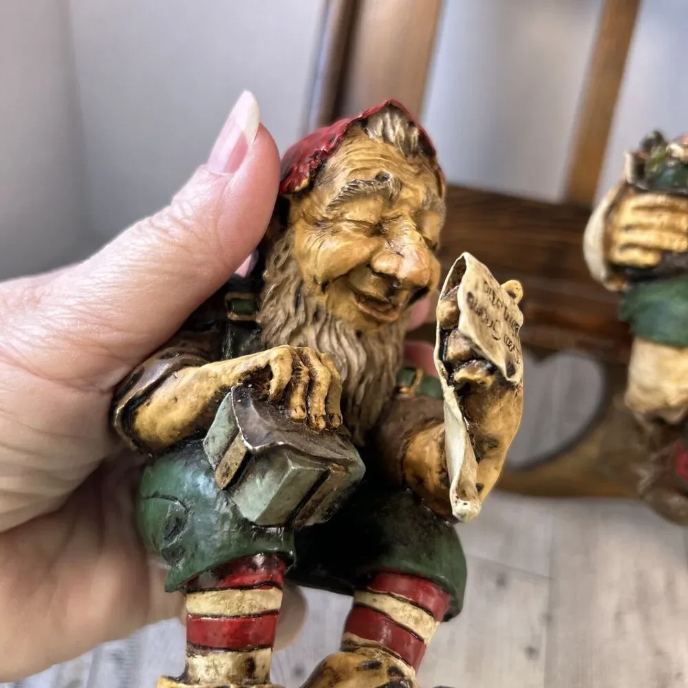 Whimsical Stocking Holders Christmas Holiday Elf Elves Set Of 2 Resin Strange